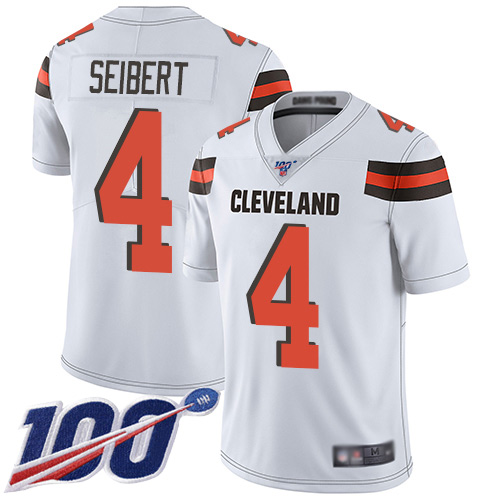 Cleveland Browns Austin Seibert Men White Limited Jersey #4 NFL Football Road 100th Season Vapor Untouchable->cleveland browns->NFL Jersey